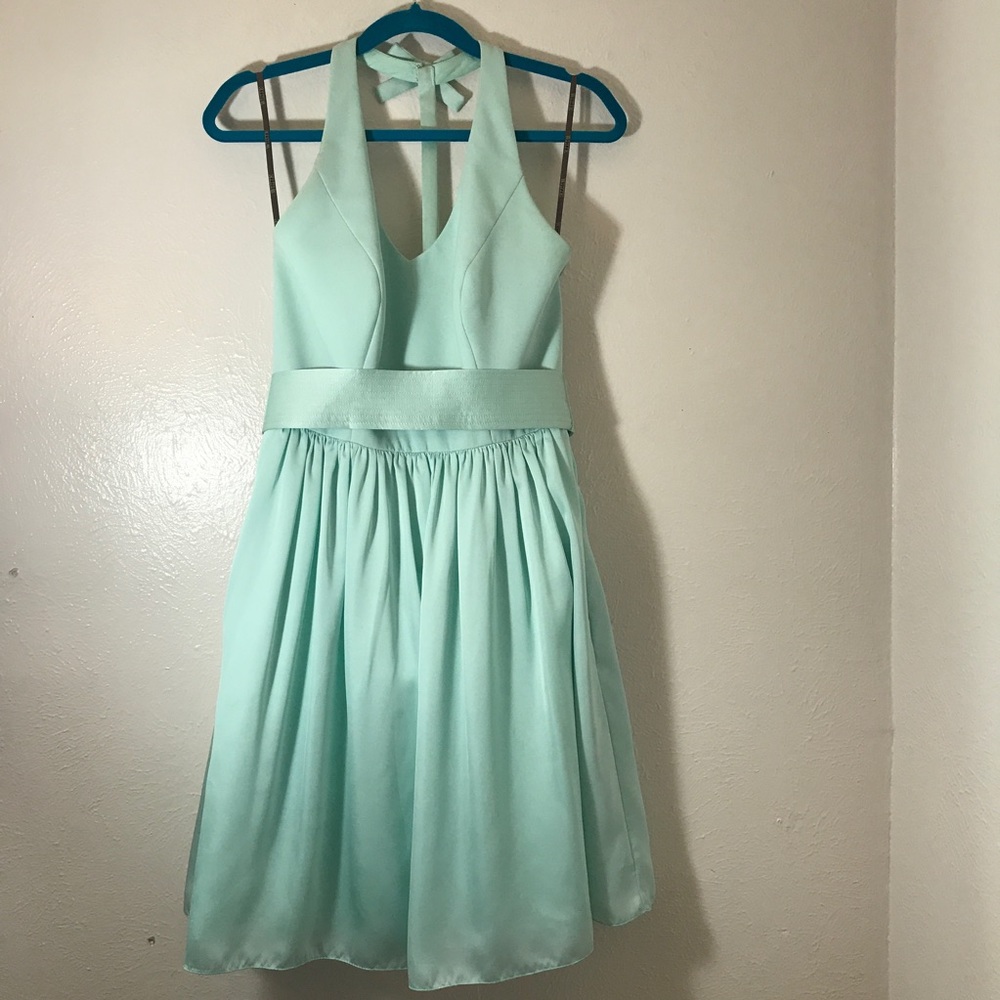 Vera wang mint halter bridesmaid dress